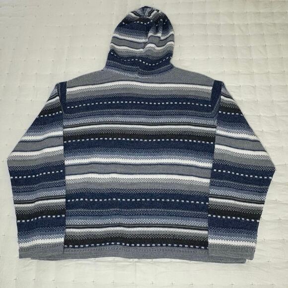 VTG Dressbarn Fair Isle Full Zip Hoodie Sweater Women's M Blue Gray White - Picture 3 of 12